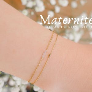Bracelet grossesse en Quartz rose – Cadeau maternité bien-être – Bracelet minimaliste femme enceinte - Cadeau future maman
