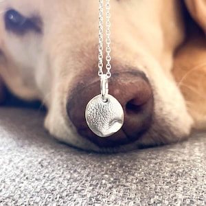 Custom Silver Dog Nose Print Necklace, Personalised Pet Memorial Jewellery, Unique Dog Nose Necklace Gift, Dog Lovers Gift, New Puppy Gift