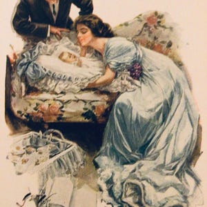 THEIR NEW LOVE, Harrison Fisher’s American Girls, 5” x 7.75”, Antique Book Print , Unframed, Victorian Age Fashion Art, Printed in 1912