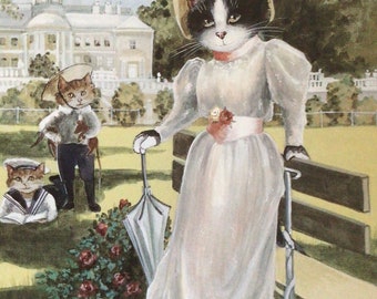 Susan Herbert, Princess Yusupova/Self-Portrait, Cat Art, Spoof on Fine Art, 1990s, Bookpage Prints for Framing