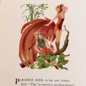 Bird Children, Paradise Bird/Rook, 2-Sided Vintage Bookprints for Framing by Elizabeth Gordon, 1912
