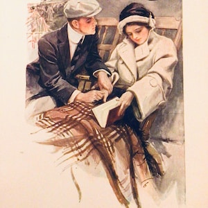 THE PROPOSAL, Harrison Fisher’s American Girls, 5” x 7.75”, Antique Book Print , Unframed, Victorian Age Fashion Art, Printed in 1912