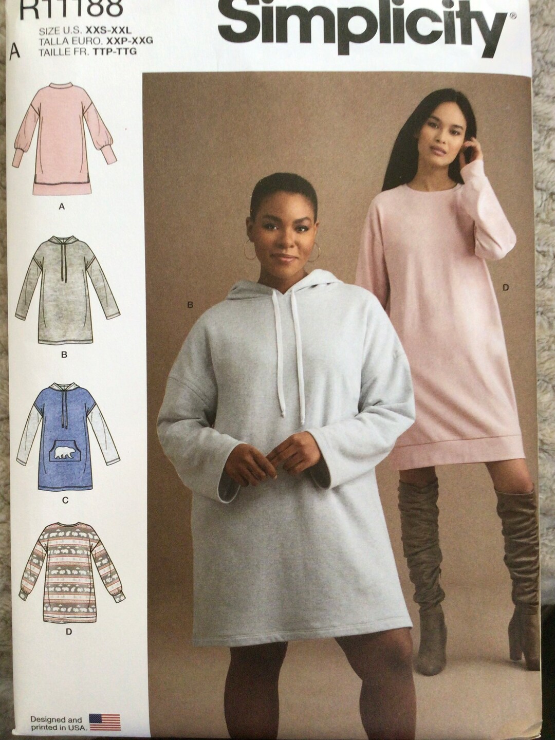 Simplicity R11188, Uncut Sewing Pattern, Misses Knit Sweatshirt Mini ...