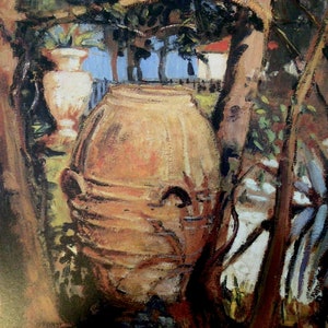 Grant Wood, Öldose/The Grand Cascade Bois de Bologne, 2-seitiges Buchschild, Vintage Buchseite zum Einrahmen, Wanddeko
