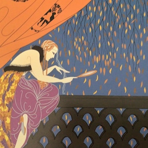 Erte Art Deco Print, FALL/AUTUMN SONG, 2-sided Fashion Print,  Unframed Vintage Book Print, Art Deco Fashion