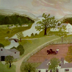 Grandma Moses, The Spring in Evening, Vintage Book Page Print, Americana, Primitive Art