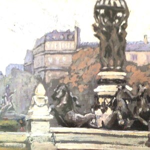 Grant Wood, FOUNTAIN of the OBSERVATORY, PARIS, Vintage Book Page for Framing, Reproduction Art Print, Wall Decor, Artist Book Plate