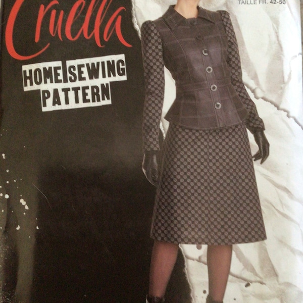 Simplicity R10979, Uncut Sewing Pattern, Disney Cruella Costume, Jacket and Skirt, Size 14-22, 2021