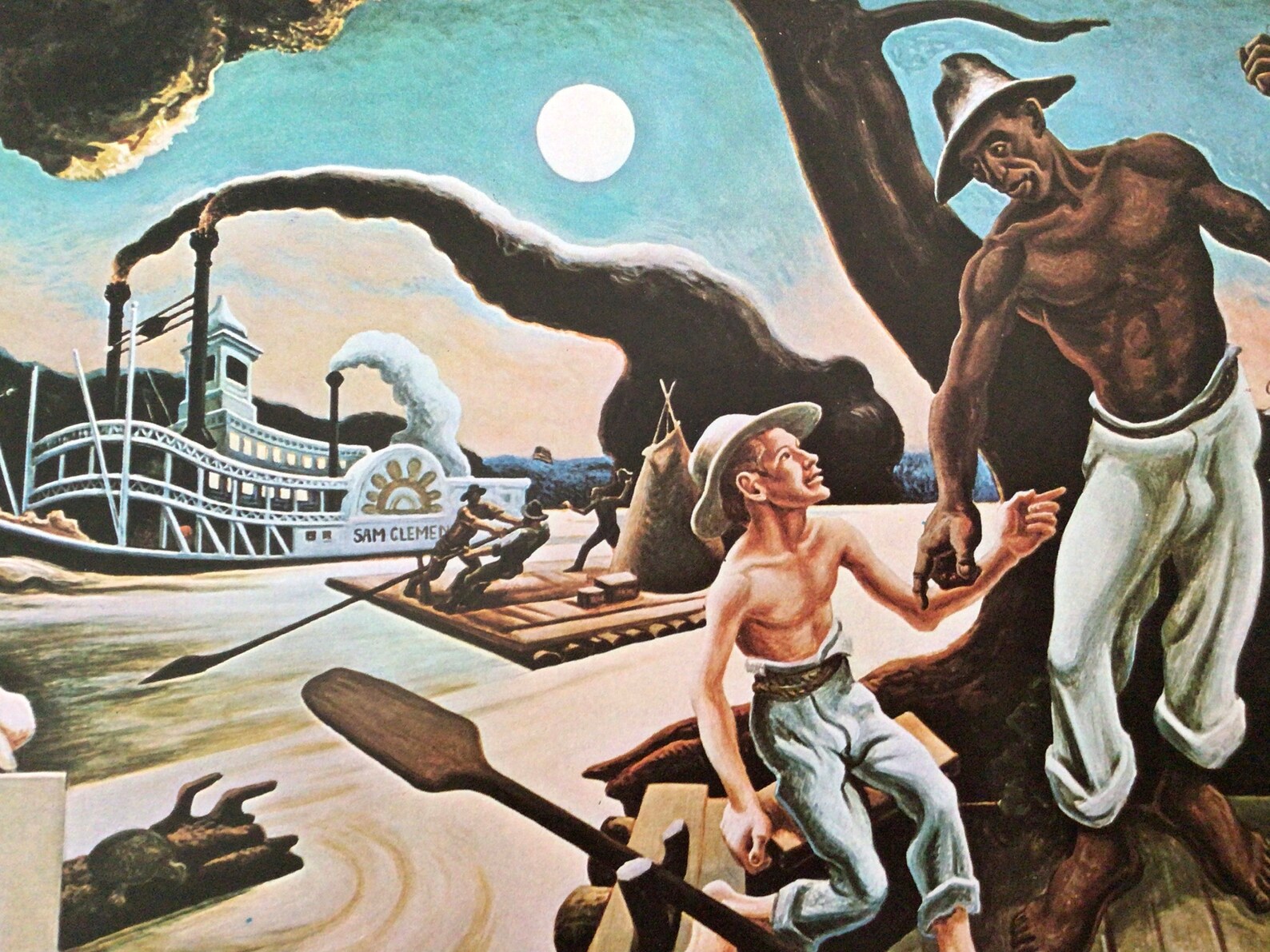 Thomas Hart Benton, HUCK FINN, Vintage Book Page for Framing
