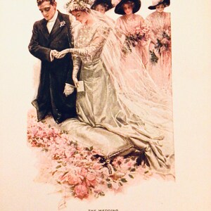 THE WEDDING, Harrison Fisher’s American Girls, 5” x 7.75”, Antique Book Print , Unframed, Victorian Age Fashion Art, Printed in 1912