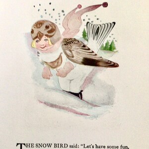 Bird Children, Snowbird/Cuckoo, 2-Sided Vintage Bookprints for Framing by Elizabeth Gordon, 1912