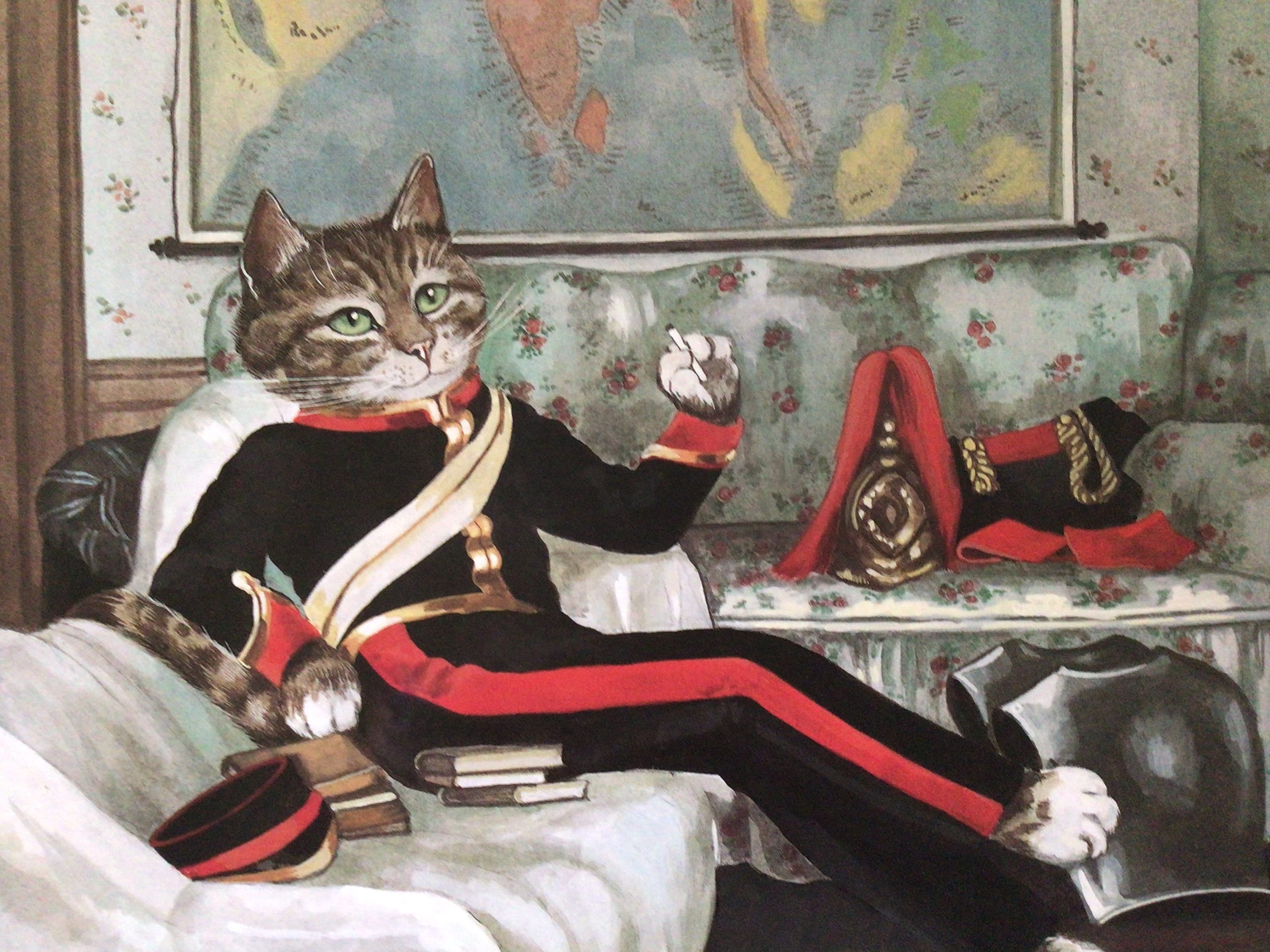 Susan Herbert, Colonel Barnaby, Cat Art, Spoof on Fine Art, 1990s, Bookpage Prints for Framing