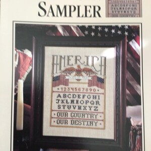 Counted Cross Stitch Pattern, AMERICAN SAMPLER, Leisure Arts 1994, Flag Waving Sampler