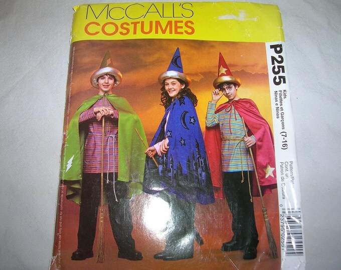 Mccalls Pattern P255 Uncut Kids 7-16 Harry Potter Look Wizard Costume ...