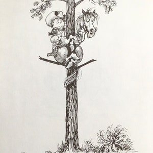 Norman Thelwell, Pony Print, Black & White Bookplate, 2-Sided, Cartoon, Vintage Book Print for Framing