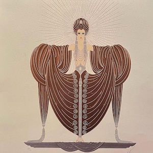 Erte Art Deco Print, RADIANCE/FASHION Design with CERES Bracelet, Unframed Book Print, Fashion Print, Art Deco Fashion, Erte Fashion Print