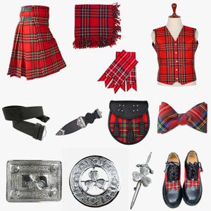 Handgjord skotsk tartankilt: Royal Stewart kiltset