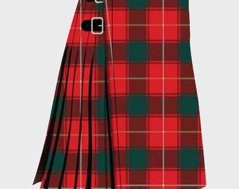 Kilt xadrez vermelho do clã MacPhee: Kilt tradicional escocês feito à mão de 8 jardas