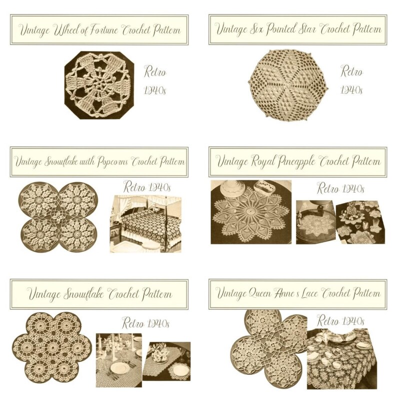 Vintage Crochet Pattern PDF Bundle – Lace and Granny Square Designs for ...
