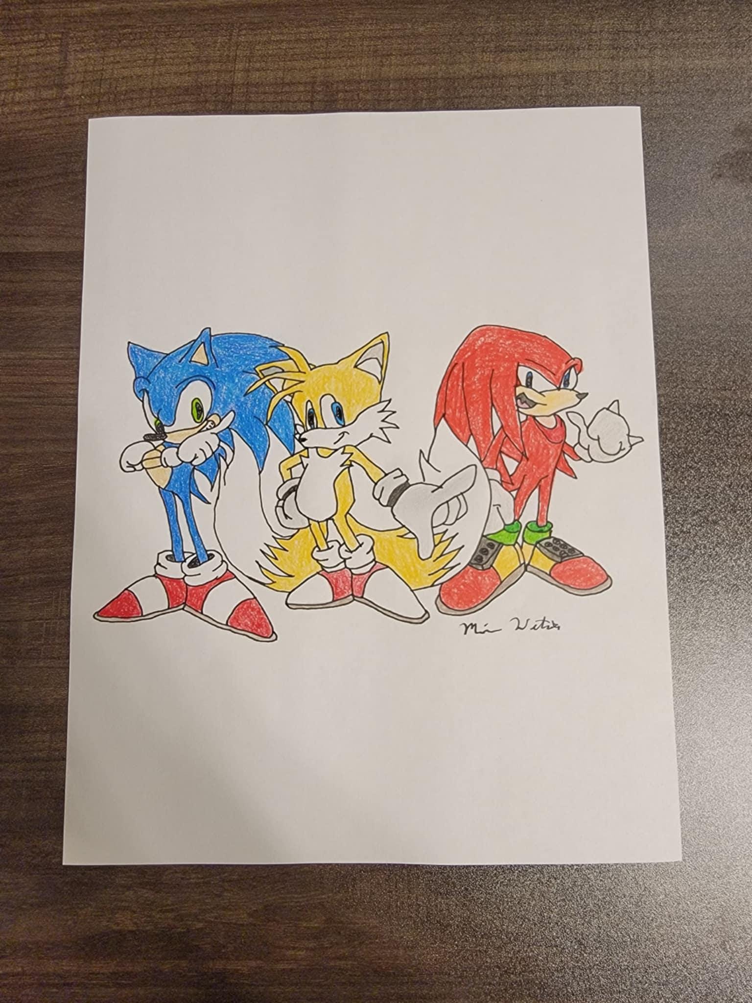 Sonic, Knuckles and Tails Hand Drawn Colored Pencil Artwork - Etsy