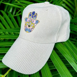 Hamsa Cap, Hand of Fatima Gift, Cotton Hat, Gift Cap for Her and Him, Bohemian Hat, Embroidered Baseball Cap, Cap Women, Unisex Cap