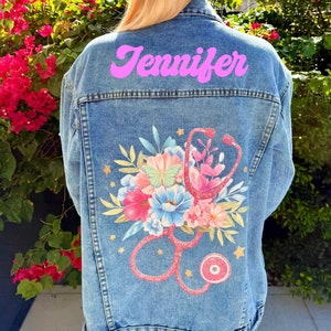 Custom Nurse Jacket, Personalized Nurse Jacket, Nurse Christmas gift, Personalized Nurse Gifts, Custom Floral Stethoscope Jacket,Doctor Gift