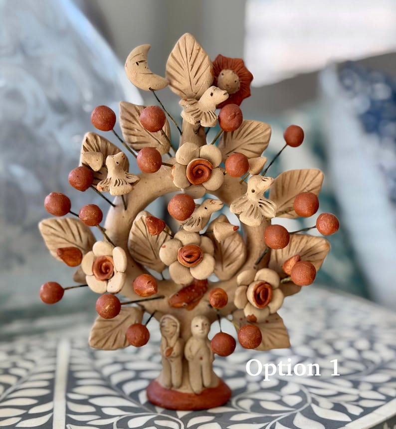 Árbol de Vida from Santa María Atzompa Oaxaca – Barro Rojo Tree of Life Sculpture – Handmade Mexican Folk Art by Colores del Suelo Option 1