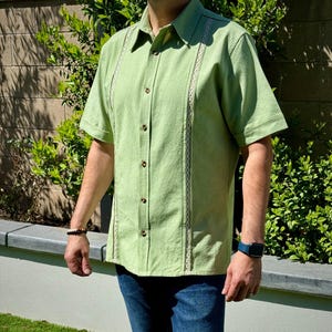 Artisanal Men&#39;s Traditional Guayabera Shirt | Manta Cotton Fabric | Handcrafted in Mexico