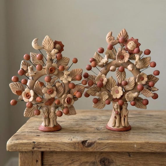 Árbol de Vida from Santa María Atzompa Oaxaca – Barro Rojo Tree of Life Sculpture – Handmade Mexican Folk Art by Colores del Suelo