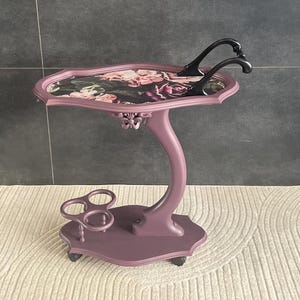 Floral drinks trolley | Statement serving trolley | curved lines bar cart | goth decor| Redesign with Prima floral decoupage serving cart