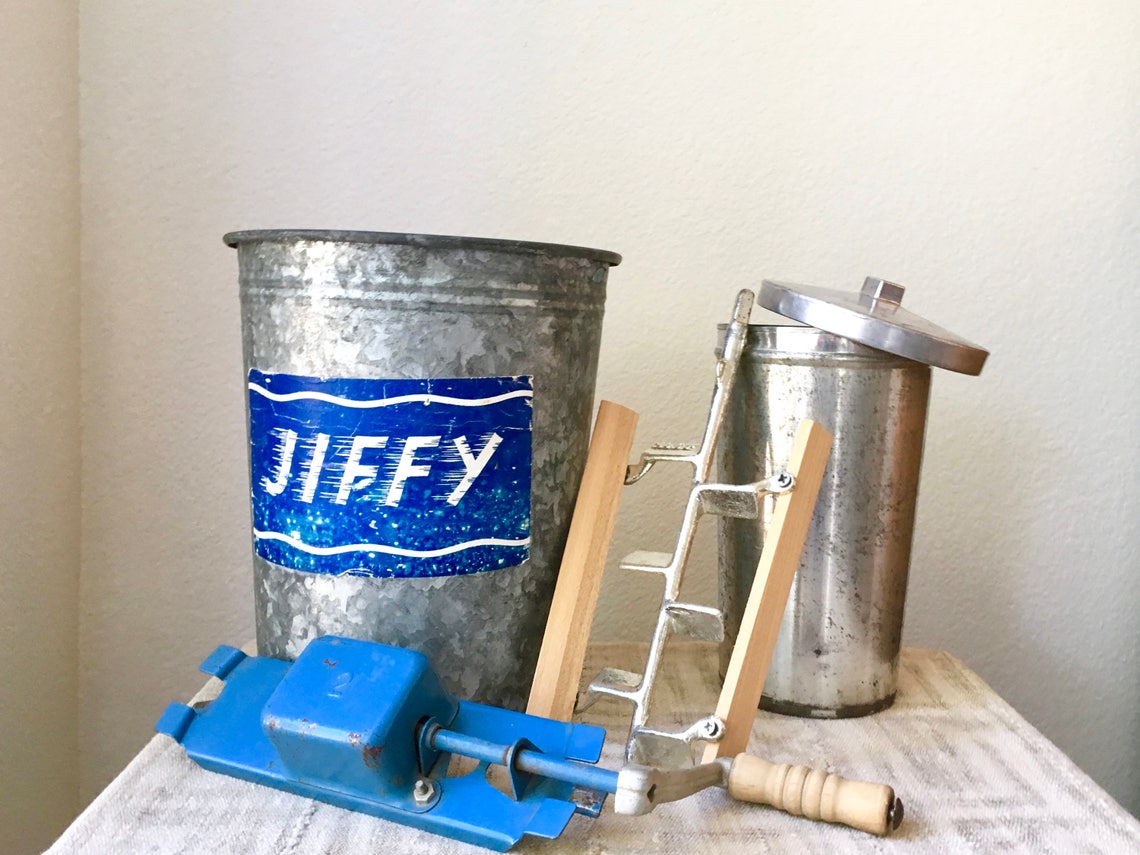 Vintage Jiffy Hand Crank Ice Cream Maker Galvanized Metal Etsy