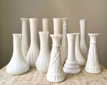 Vintage Milk Glass Vase Collection