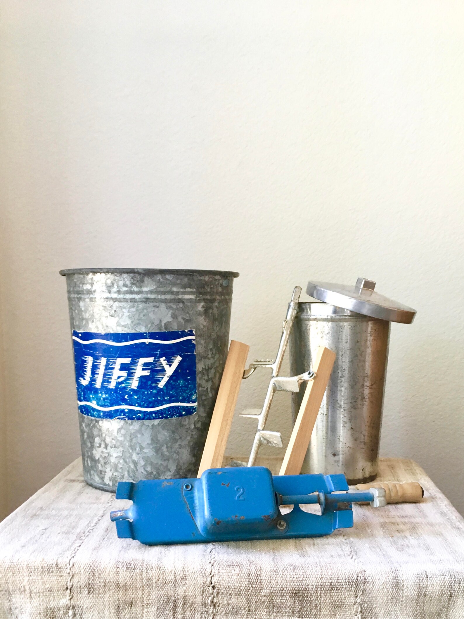 Vintage Jiffy Hand Crank Ice Cream Maker Galvanized Metal Etsy