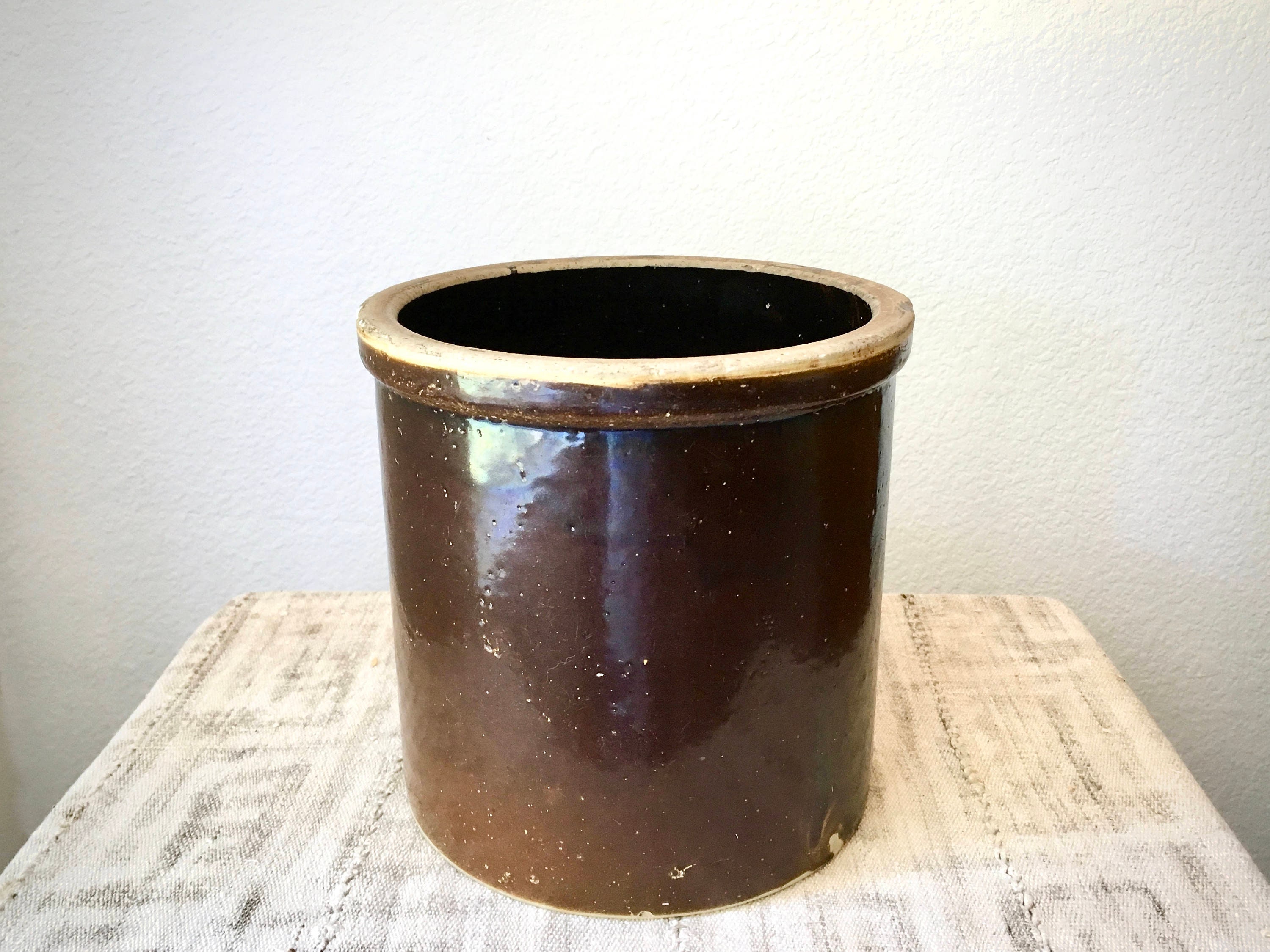 Stoneware Crock with Antique Brown Glaze One Gallon Size Etsy