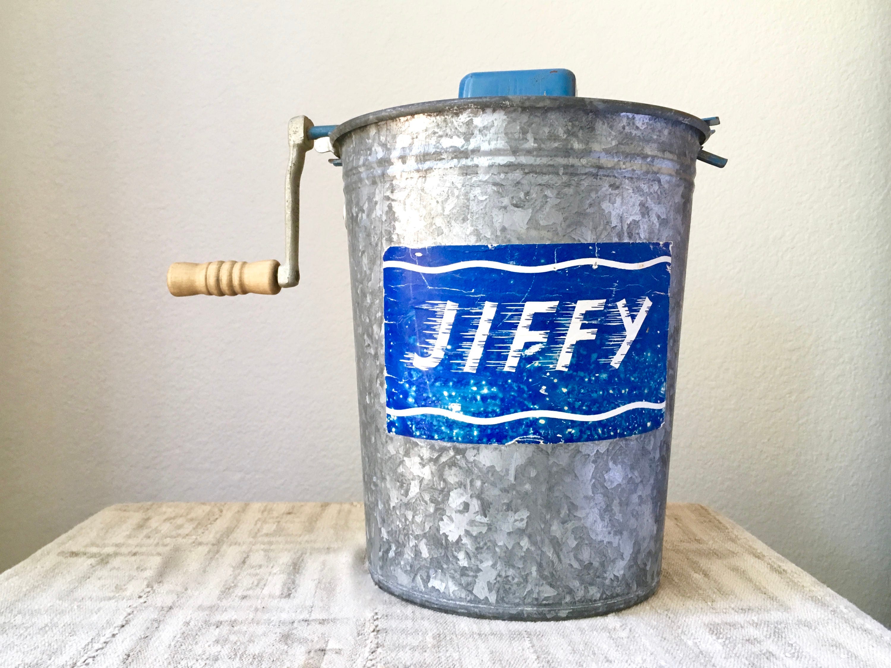 Vintage Jiffy Hand Crank Ice Cream Maker Galvanized Metal Etsy