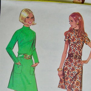 UNCUT Vintage 1970s McCall&#39;s Pattern 2596 -  Misses&#39;  Petite Dress in 2 Styles  / Size 14 Petite, bust 36
