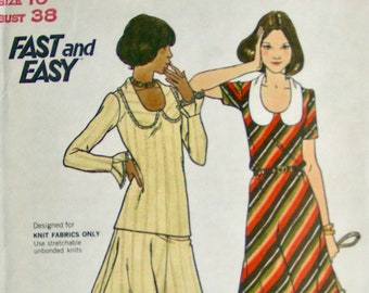 UNCUT 1970's Butterick Pattern 3387 /   CHARMING Misses'  High-waisted Dress, Surplice Bodice /  Size 16, bust 38 / Sewing Pattern