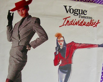 UNCUT * Vogue  Designer  Pattern 2167 *  STUNNING Misses Asymmetrical Crop Jacket and High Waisted  Skirt  * Size 8, Bust 31.5