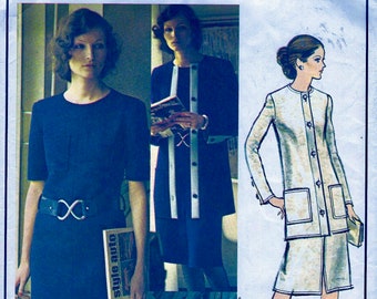 UNCUT * Christian Dior  * Vogue  Paris Original Pattern 2586  -  Beautiful A-line Dress and Long Hip Jacket  * Size 10, bust 32.5
