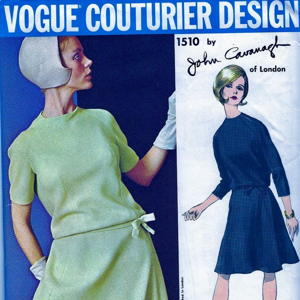 UNCUT * John Cavanagh of London  *  VOGUE Couturier Designer  Pattern 1510 - Beautiful Bias Cut Cocktail Dress & Slip / Size 16 Bust 36