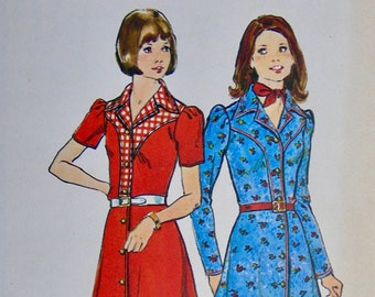 UNCUT * Vintage 1970's  Butterick Pattern 3844 / Misses' Dress: Dress in Two Lengths has Close-fitting Bodice  -  Size 16, Bust 38