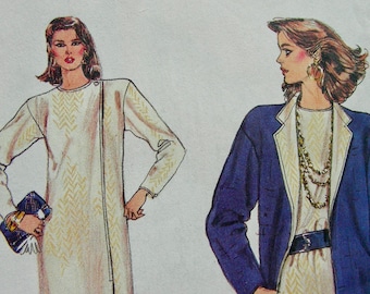 UNCUT Vintage Vogue Pattern 8547 - VERY EASY Vogue / Lovely  Misses' Below Hip Jacket and Dress  - Sizes 8-10-12 / Bust 31.5-32.5-34