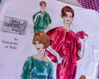 RARE Simonetta of Italy * Vogue Couturier Designer Pattern 1055  - ELEGANT One Piece Evening Dress & Jacket  * Size 10, bust 31 w/Labels