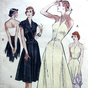 RARE / SALE  Butterick Pattern 5632 - Halter Top Dress Dancing & Sunning - UNCUT - Size 12, Bust 30 - designed by Mrs. Arthur Murray