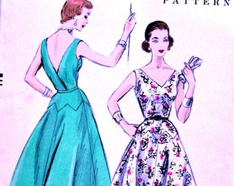 1950s  Vogue  Pattern 8330 *  One Piece Cocktail Dress Surplice Back Closing * Size 14 * bust 32 * FACTORY FOLDED