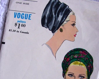 Vintage Vogue Pattern 7034   * Ladies' Turban Hat Pattern * One Size * FACTORY FOLDED Original Sewing Pattern