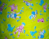 SALE Vintage Cotton Feed sack Fabric QUILT Top with Large Pieces of Cute JUVENILE Feed sack Fabrics - 70 x 86