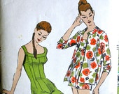 Vogue Bathing Suit Pattern 8864 - UNCUT Vintage Swimsuit Swim Suit One Piece and Cover Up Jacket Size 12 Bust 30