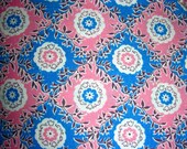 Vintage Cotton Feedsack FEED Sack Fabric - - PRETTY Pink and Blue Background with Sweet Flowers - 36 x 46