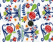 Vintage FEEDSACK Novelty Cotton Fabric - Apple Trees in Lime Green, Red Blue - 36 x 48